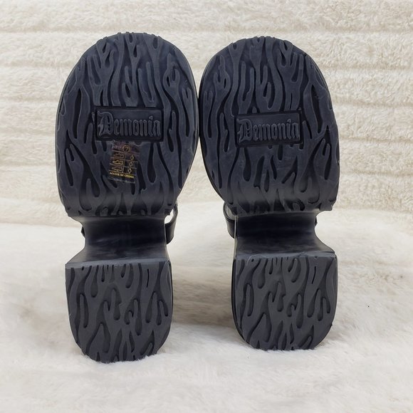 Camel Black Platform Sandals Cut out Web Toe Strap Goth Punk - Picture 12 of 14